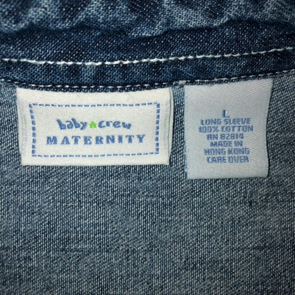 Baby Crew Long Sleeve Denim Snap Front Maternity Shirt, Sz Lg - Picture 10 of 11